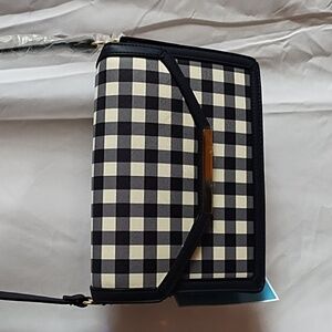 Draper James Black and White Gingham Crossbody Bag